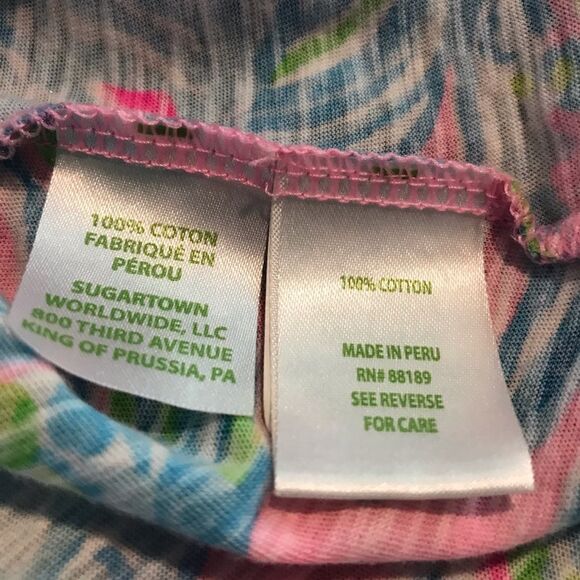 Lilly Pulitzer Etta Top Size Small V-Neck Short Sleeves Fish Off the Scales - Picture 9 of 11